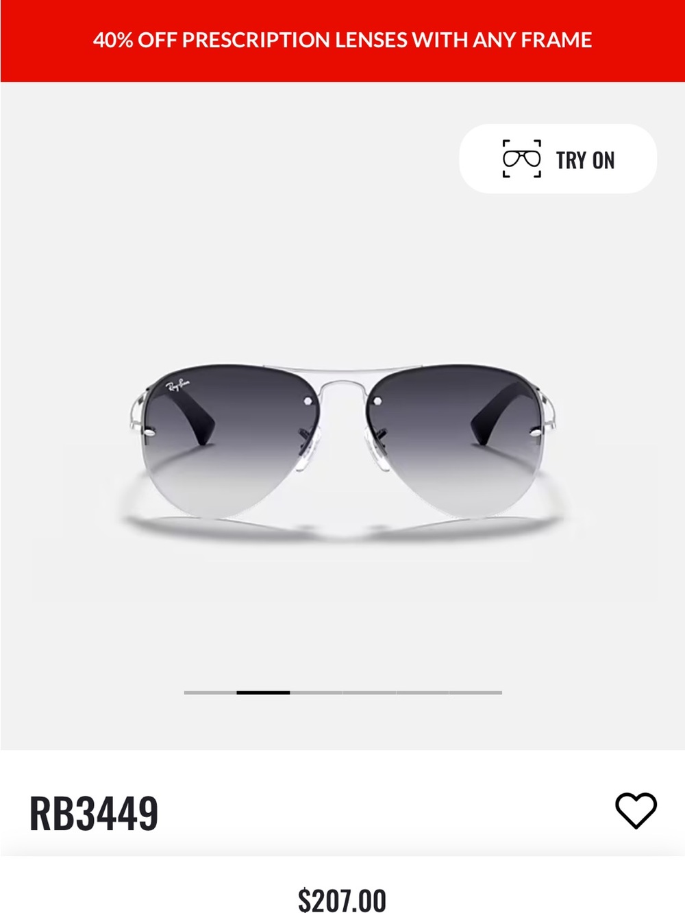 Ray-Ban Sunglasses — Silver Frame with Gradient Gray Lenses